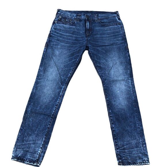 True Religion Jeans Size 38 GENO RELAXED SLIM Blue - Picture 3 of 9